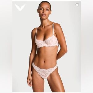 Wicked Unlined Lace Balconette Bra with lace thong